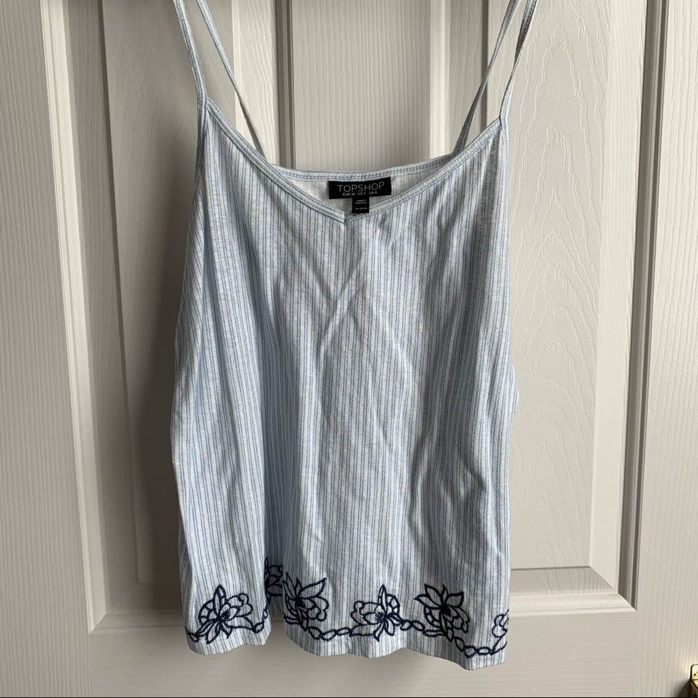 Top shop embroidered stripe tank